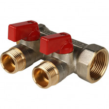 Коллектор с шаровыми кранами Stout SMB 6200 341202 на 2 выхода 1/2 дюйма