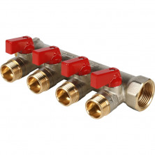 Коллектор с шаровыми кранами Stout SMB 6200 341204 на 4 выхода 1/2 дюйма