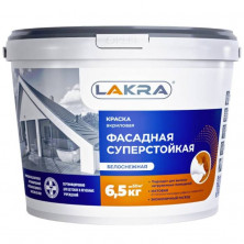 Краска акриловая фасадная суперстойкая Лакра белоснежная 6,5 кг