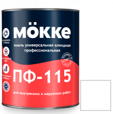 Эмаль алкидная профессиональная Mokke ПФ-115 белая 5 кг