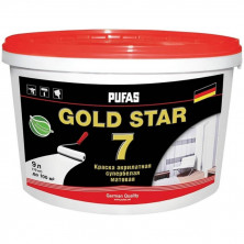 Краска акрилатная Pufas Gold Star 7 морозостойкая супербелая матовая основа А 9 л/11,9 кг