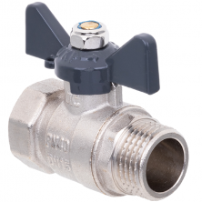 Кран шаровой Aqualink 01159 с внутренней и наружной резьбой 3/4 дюйма бабочка
