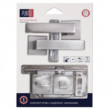 Ручка дверная Punto LM/A SET72K.QS52.OPTIMA/HD SN-3 45711 с защелкой c запиранием матовый никель