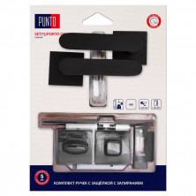 Ручка дверная Punto LM/A SET72K.QS52.PORTO/HD BL-24 45717 с защелкой c запиранием черный