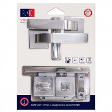 Ручка дверная Punto LM/A SET72K.QS52.TRENTO/HD SN-3 45735 с защелкой c запиранием матовый никель