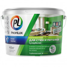 Краска для стен и потолков Profilux PL- 04А глубокоматовая белая 40 кг