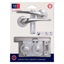 Ручка дверная Punto LM/A SET72R.RS52.METEOR/HD SN-3 45705 с защелкой c запиранием матовый никель