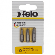 Набор бит крестовых Felo Industrial PH 1/2/3 25 мм 3 шт.