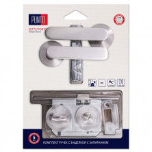 Ручка дверная Punto LM/A SET72R.RS52.PORTO/HD SN-3 45719 с защелкой c запиранием матовый никель