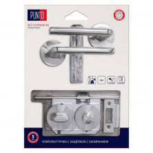 Ручка дверная Punto LM/A SET72R.RS52.SPARK/HD SN-3 45729 с защелкой c запиранием матовый никель