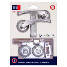 Ручка дверная Punto LM/A SET72R.TL54.CRONA/HD SN/CP-3 45691 с защелкой c запиранием матовый никель/хром