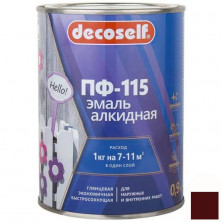 Эмаль Pufas Decoself ПФ-115 вишневая 0,9 кг/0,67 л