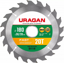 Диск пильный по дереву Uragan Fast 36800-180-30-20_z01 180х30/20 мм 20 зубьев