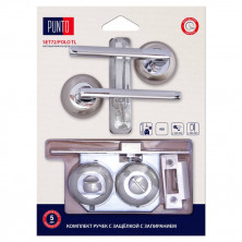 Ручка дверная Punto LM/A SET72R.TL54.POLO/HD SN/CP-3 45715 с защелкой c запиранием матовый никель/хром