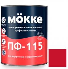 Эмаль алкидная профессиональная Mokke ПФ-115 красная 2,7 кг
