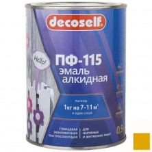Эмаль Pufas Decoself ПФ-115 желтая 0,9 кг/0,67 л
