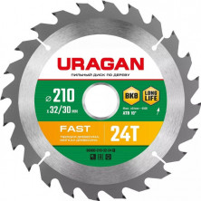 Диск пильный по дереву Uragan Fast 36800-210-32-24_z01 210х32/30 мм 24 зуба