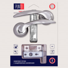 Ручка дверная Punto LM/A SET72R.TL54.VIOLA/HD SN/CP-3 45739 с защелкой c запиранием матовый никель/хром
