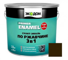 Грунт-эмаль Экодом 3 в 1 по ржавчине коричневый RAL 8017 2,5 кг