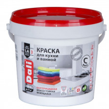 Краска для кухни и ванной акриловая Dali 20914 моющаяся база С 0,9 л