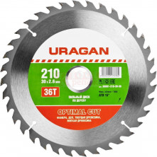 Диск пильный по дереву Uragan Optimal cut 36801-210-30-36 210х30 мм 36 зубьев