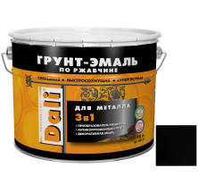 Грунт-эмаль по ржавчине Dali 3 в 1 гладкая RAL 9005 черная 10 л