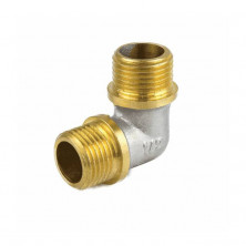 Угольник латунь никель реборда Ду 15 (1/2") НР/НР 9005 ГОСТ 32585-2013 Aquasfera 9005-01
