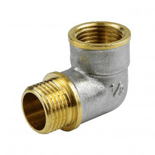 Угольник латунь никель реборда Ду 15 (1/2") ВР/НР 9006 ГОСТ 32585-2013 Aquasfera 9006-01