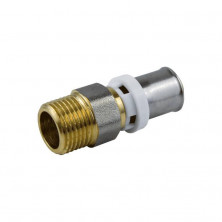 Муфта МП латунь никель пресс 8001 Дн 20х3/4" НР ГОСТ 32415-2013 Aquasfera 8001-04