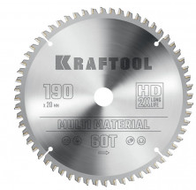 Диск пильный по алюминию Kraftool Multi Material 36953-190-20 60Т 190х20 мм