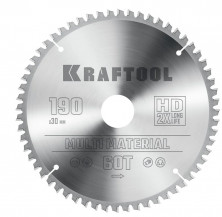 Диск пильный по алюминию Kraftool Multi Material 36953-190-30 60Т 190х30 мм