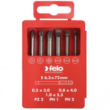 Набор бит Felo Profi SL/PZ/PH 73 мм 6 предметов в кейсе
