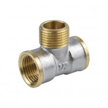 Тройник латунь никель Ду 15 (1/2") ВР/НР/ВР 9009 ГОСТ 32585-2013 Aquasfera 9009-01