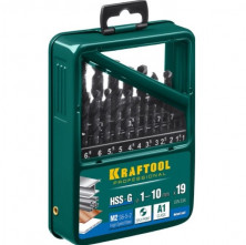 Набор сверл по металлу Kraftool 29651-H19 HSS-G 1-10 мм 19 штук