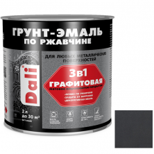 Грунт-эмаль по ржавчине Dali 3 в 1 графитовая серая 2 л