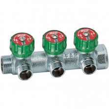 Коллектор FAR Multifar FK 3822 112TP 1х1/2 дюйма 3 выхода под плоское уплотнение с регулирующими клапанами