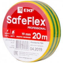 Изолента ПВХ EKF SafeFlex 19х0,15 мм 20 м желто-зеленая  
