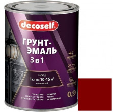 Грунт-эмаль Pufas Decoself 3 в 1 матовая красная 0,9 кг