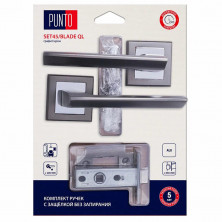 Ручка дверная Punto LM/A SET45K.QL52.BLADE/HD GR/CP-23 45869 с защелкой графит/хром   