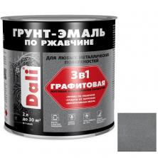 Грунт-эмаль по ржавчине Dali 3 в 1 графитовая серебристая 2 л