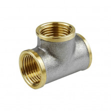 Тройник латунь никель Ду 32 (1 1/4") ВР/ВР 9007 ГОСТ 32585-2013 Aquasfera 9007-04