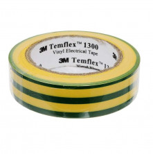 Изолента ПВХ 15мм Temflex 1300 желт./зел. (рул.10м) 3М 7100081324  