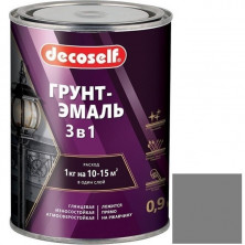Грунт-эмаль Pufas Decoself 3 в 1 матовая серая 0,9 кг