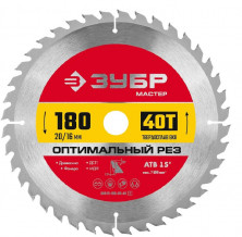 Диск пильный по дереву Зубр Мастер Оптимальный рез 36912-180-20-40_z01 40T  180x20/16 мм