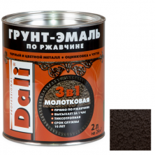 Грунт-эмаль по ржавчине Dali 3 в 1 молотковая коричневая 2 л