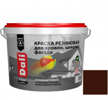 Краска резиновая Dali для кровли, цоколя, фасада красно-коричневая 12 кг