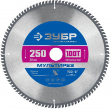 Диск пильный по алюминию Зубр Мультирез  36907-250-30-100_z01 100Т 250x30 мм