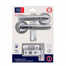 Ручка дверная Punto LM/A SET45R.TL54.JET/HD SN/CP-3 45653 с защелкой матовый никель/хром   