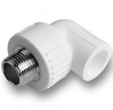 Угольник комбинированный PP-R Aqualink 03555 20 мм 3/4 дюйма с наружной резьбой белый
