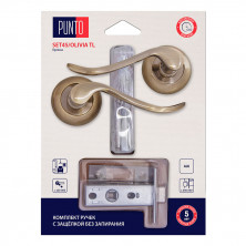 Ручка дверная Punto LM/A SET45R.TL54.OLIVIA/HD ABG-6 45661 с защелкой бронза   